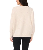 Vince Camuto Knit Star Crew Neck Drop Shoulder Long Sleeve Oversized Pullover Sweater