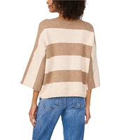 Vince Camuto Knit Stripe Print Crew Neck 3/4 Sleeve Sweater