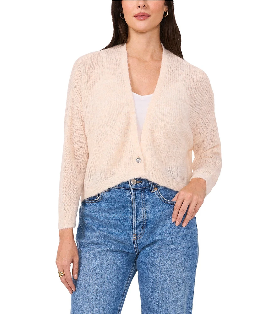 Vince Camuto Knit V-Neck Long Sleeve Button Front Cardigan