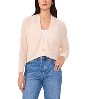 Vince Camuto Knit V-Neck Long Sleeve Button Front Cardigan