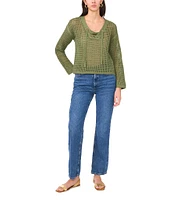 Vince Camuto Knit V-Neck Long Sleeve Tie Front Sweater