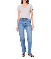 Vince Camuto Knit V Neck Short Sleeve Front Pocket Tee