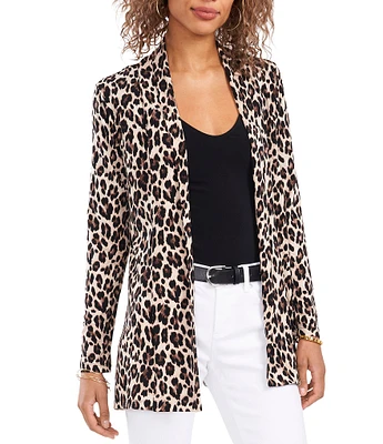 Vince Camuto Leopard Print Long Sleeve Tunic Knit Statement Cardigan