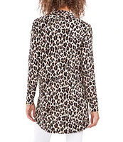 Vince Camuto Leopard Print Long Sleeve Tunic Knit Statement Cardigan