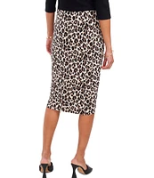 Vince Camuto Leopard Print Pull-On Midi Pencil Skirt