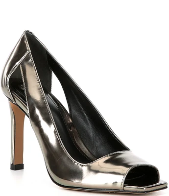 Vince Camuto Lizanie Metallic Leather Peep Toe Dress Pumps