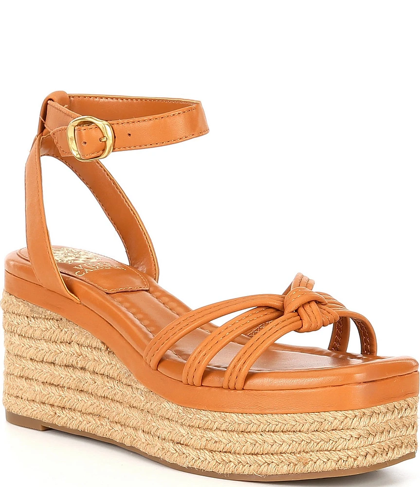 Vince Camuto Loressa Knotted Leather Espadrille Wedge Sandals