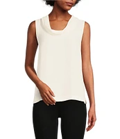 Vince Camuto Luxe Crepe de Chine Sleeveless Cowl Neck Tank Top