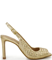 Vince Camuto Lyndon Quilted Metallic Leather Peep Toe Slingback Sandals