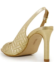 Vince Camuto Lyndon Quilted Metallic Leather Peep Toe Slingback Sandals