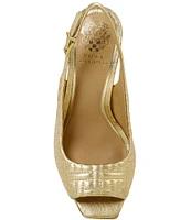 Vince Camuto Lyndon Quilted Metallic Leather Peep Toe Slingback Sandals