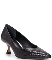 Vince Camuto Margie Snake Print Leather Kitten Heel Pumps