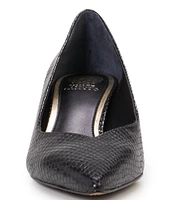 Vince Camuto Margie Snake Print Leather Kitten Heel Pumps