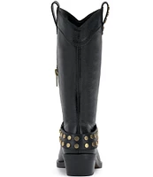 Vince Camuto Merissa Leather Studded Strap Western Mid Boots