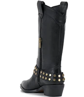 Vince Camuto Merissa Leather Studded Strap Western Mid Boots