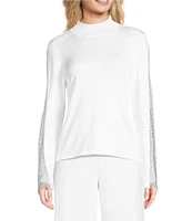 Vince Camuto Mesh Mock Neck Long Sleeve Blouse