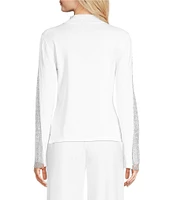 Vince Camuto Mesh Mock Neck Long Sleeve Blouse