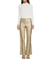 Vince Camuto Metallic Coated Flare Leg Pull-On Pants