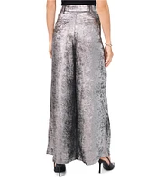 Vince Camuto Metallic Pleated Wide-Leg Belted Trouser