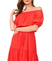 Vince Camuto Off-The Shoulder Short Sleeve Tiered Maxi Dress