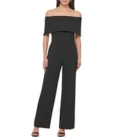 Vince Camuto Off-The-Shoulder Sleeveless Straight Leg Jumpsuit