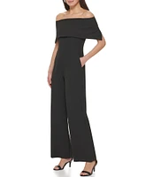 Vince Camuto Off-The-Shoulder Sleeveless Straight Leg Jumpsuit