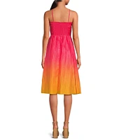 Vince Camuto Ombre Halter Neck Sleeveless Taffeta Dress