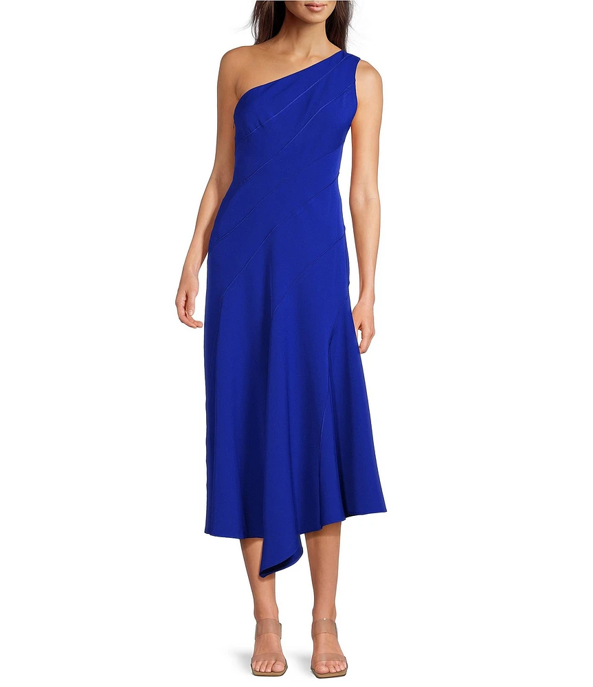 Vince Camuto One Shoulder Fit and Flare Midi Dress