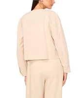 Vince Camuto Open Neck Long Sleeve Double Pocket Button Front Cropped Jacket