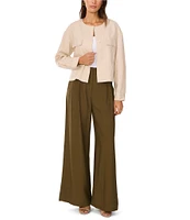 Vince Camuto Open Neck Long Sleeve Double Pocket Button Front Cropped Jacket
