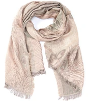 Vince Camuto Peacock Feather Jacquard Scarf Wrap