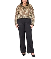 Vince Camuto Plus Size Floral V-Neck Spread Collar Long Sleeve Blouse