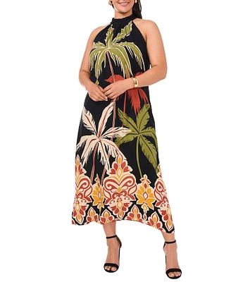 Vince Camuto Plus Size Halter Neck Sleeveless Floral Dress