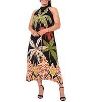 Vince Camuto Plus Size Halter Neck Sleeveless Floral Dress