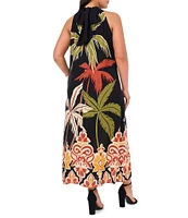 Vince Camuto Plus Size Halter Neck Sleeveless Floral Dress