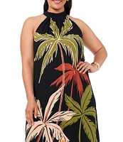 Vince Camuto Plus Size Halter Neck Sleeveless Floral Dress