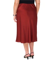 Vince Camuto Plus Size Hammered Satin Mid Rise Slip A-Line Maxi Skirt