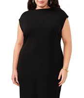 Vince Camuto Plus Size Knit Boat Neck Cap Sleeve Midi Sheath Dress