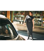 Vince Camuto Plus Size Knit Boat Neck Cap Sleeve Midi Sheath Dress