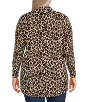 Vince Camuto Plus Size Knit Leopard Drape Cardigan