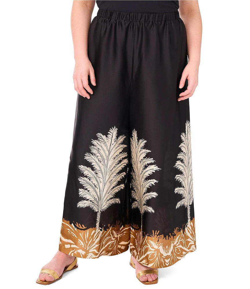 Vince Camuto Plus Size Leaf Printed Wide Leg Coordinating Pants