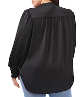 Vince Camuto Plus Size Long Sleeve Smocked Cuff Sleeve V-Neck Blouse