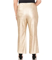 Vince Camuto Plus Size Metallic Coated Metallic High Rise Flat Front Fit and Flare Ankle Length Pant