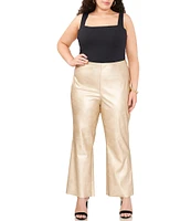 Vince Camuto Plus Size Metallic Coated Metallic High Rise Flat Front Fit and Flare Ankle Length Pant