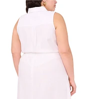 Vince Camuto Plus Size Point Collar Sleeveless Button Down Blouse