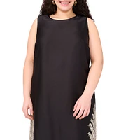 Vince Camuto Plus Size Printed Crew Neckline Sleeveless Shift Maxi Dress