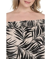 Vince Camuto Plus Size Printed Poplin Off-The-Shoulder Short Sleeve Shift Dress