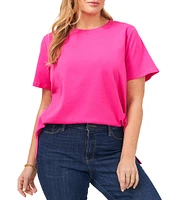 Vince Camuto Plus Size Short Sleeve Crew Neck Solid Knit Tee Shirt