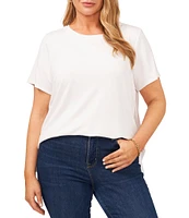 Vince Camuto Plus Size Short Sleeve Crew Neck Solid Knit Tee Shirt