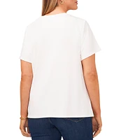 Vince Camuto Plus Size Short Sleeve Crew Neck Solid Knit Tee Shirt